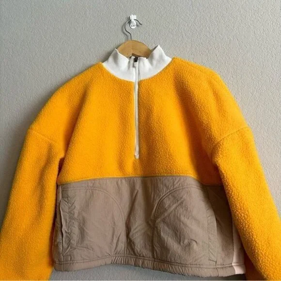 Fabletics Mallory Fleece Pullover Women’s Size Small Yellow/Tan - Picture 7 of 13